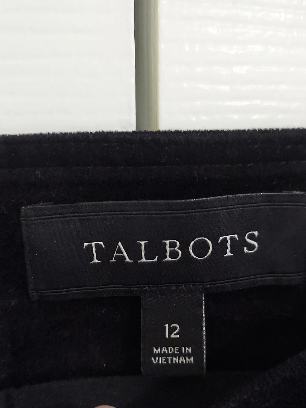 Talbots Skirt, Size 12, Black Velvet Mini, Side Zipper